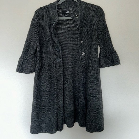 A.N.A Gray Caridgan Short Sleeve Alpaca Women’s Size Small Fall‎ Winter Cozy - Picture 1 of 5